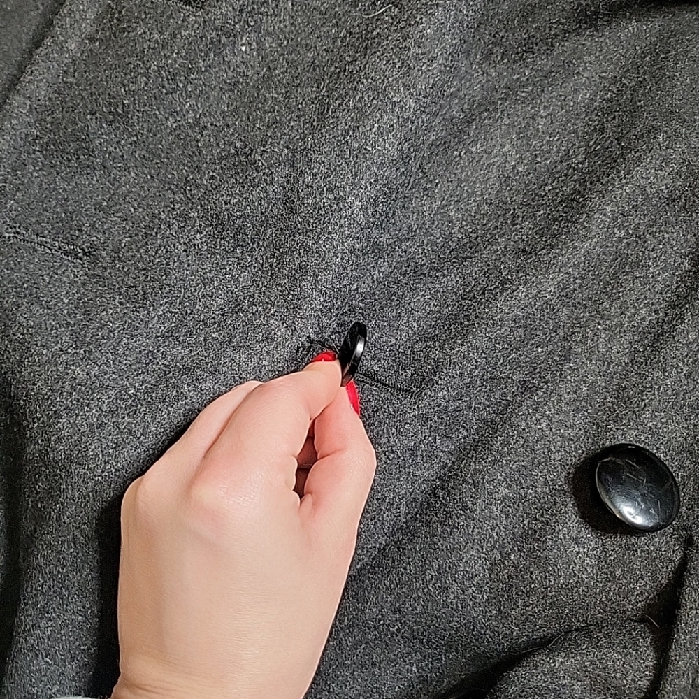 Womens Giacca Wool Blend Coat Jacket Charcoal Gray Size Small S Winter Fall Chic - Picture 13 of 15